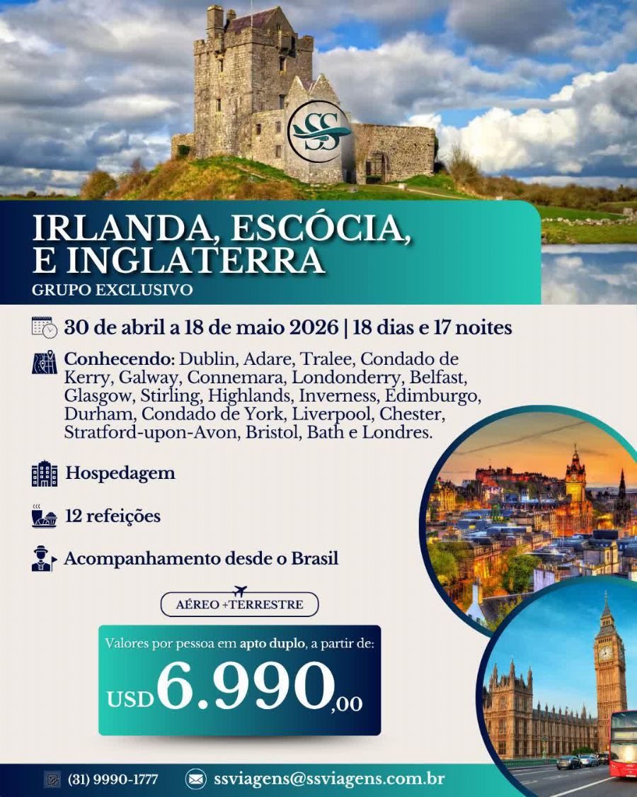 IRLANDA, ESCOCIA, INGLATERRA E LONDRES